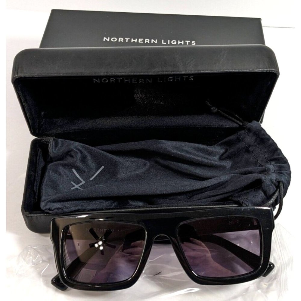 Northern Lights NL-3 Mens Sunglasses Black Frames 53-19-145 w/ Case, Box, Cloth
